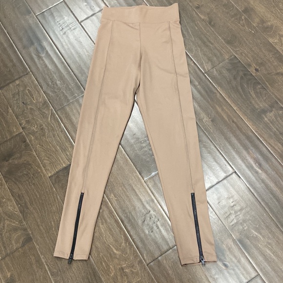 Zara Pants & Jumpsuits Zara Tan Legging With Front Ankle Zippers Sz